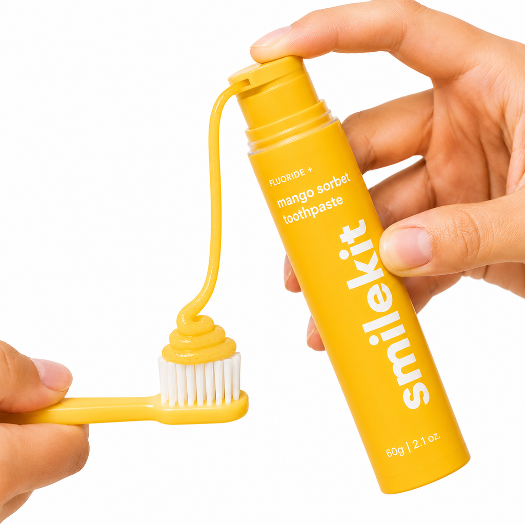 SmileKit baltinamoji dantų pasta „Mango šerbetinio skonio“ – 60 g
