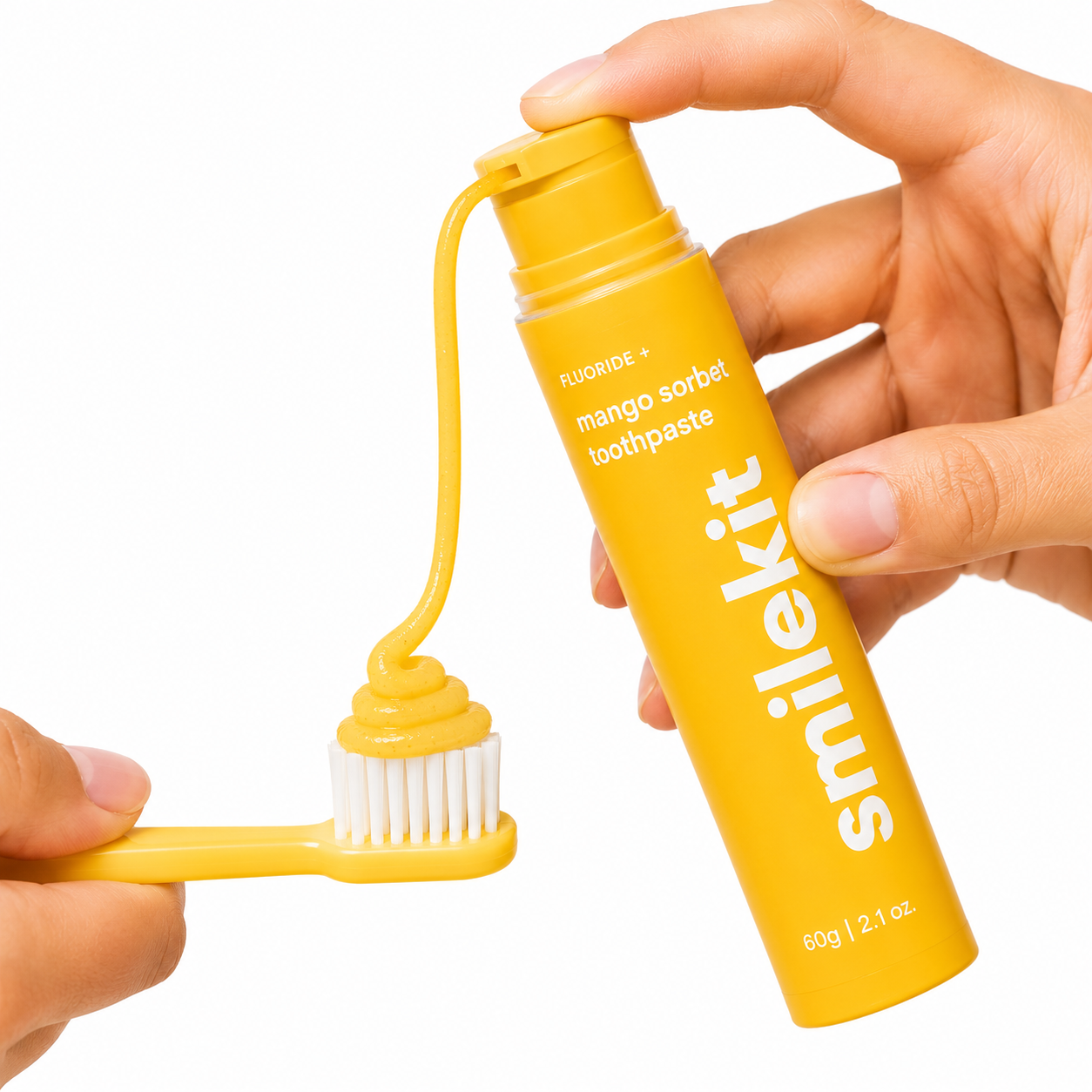 SmileKit baltinamoji dantų pasta „Mango šerbetinio skonio“ – 60 g